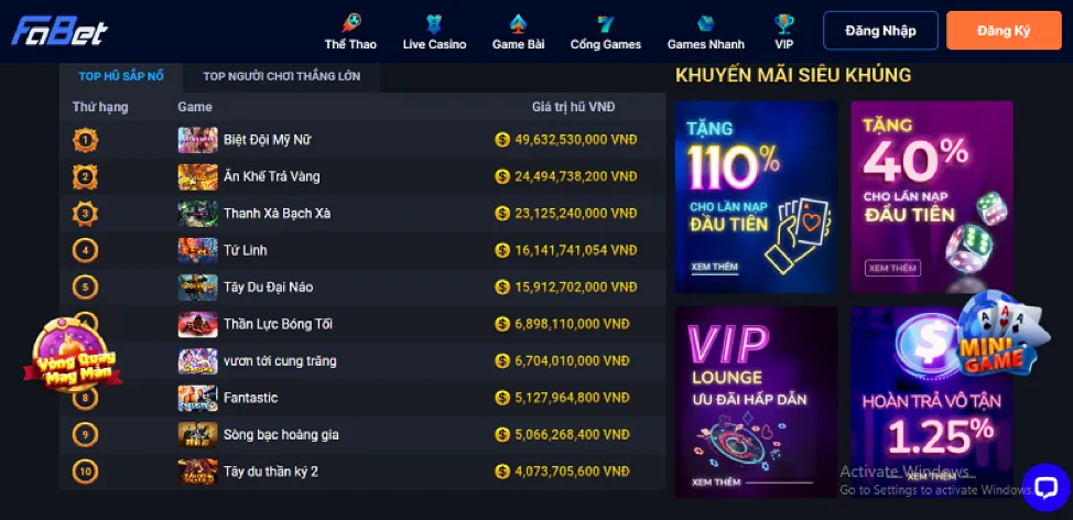 Bảng cấp độ VIP UCW88